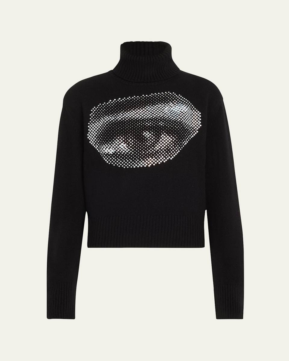 Five Senses Crystal Cropped Cashmere Turtleneck